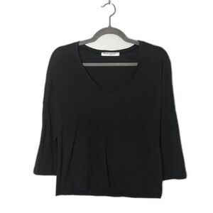Project Social T | Black Funky Shirt for layering- off the shoulder seam | SMALL